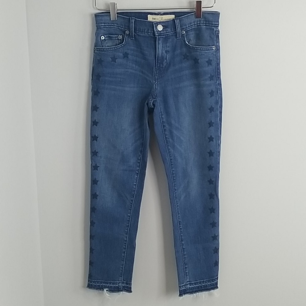 GAP Best Girlfriend Jeans stamped stars 25 Mid Rise